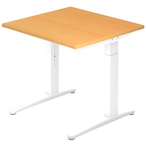 Hammerbacher Schreibtisch VXB, manuell höhenverstellbar, 85cm (H), 80x80cm (BxT), buche / weiß 4032062169018 Hammerbacher 2 Stück