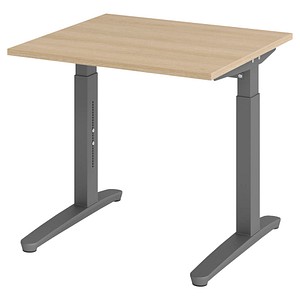 Hammerbacher Schreibtisch VXB, manuell höhenverstellbar, 85cm (H), 80x80cm (BxT), eiche / graphit 4032062172025 Hammerbacher 2 Stück