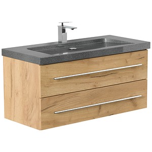 POSSEIK Waschbecken mit Unterschrank YAMO 100 eiche gold 100,0 x 45,0 x 50,0 cm