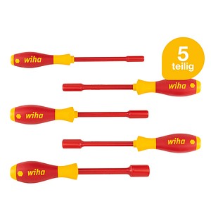4010995294663 - Steckschlüssel Schraubendreher Set SoftFinish® electric (29466) 5 tlg i für Außensechskantschrauben i 55mm 7mm 8mm 10mm 13mm i für Elektriker - Wiha