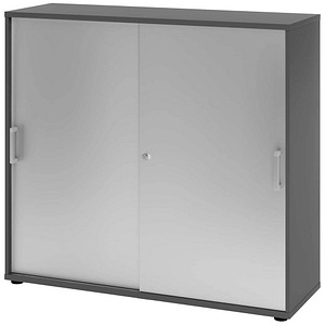 Hammerbacher Schiebetürenschrank V1752/V1753 V1753S/G/S/CE, abschließbar, 3 OH, graphit/silber, 120x110x40cm (BxHxT) 4032062304761 Hammerbach