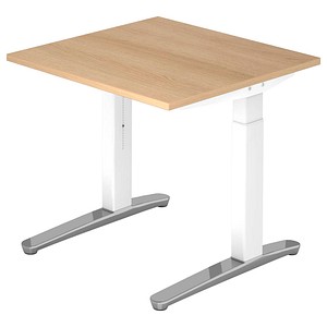 Hammerbacher Schreibtisch VXB, manuell höhenverstellbar, 85cm (H), 80x80cm (BxT), eiche / weiß 4032062169025 Hammerbacher 2 Stück