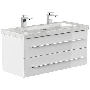 POSSEIK Waschbecken mit Unterschrank WHITE YAMO 100 weiß glanz 100,0 x 45,0 x 50,0 cm