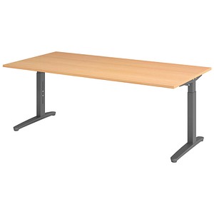 4032062170854 - ANNY - Schreibtisch mit C-Fußgestell höhenverstellbar 650 - 850 mm Breite 2000 mm graphit   Buche kaiserkraft