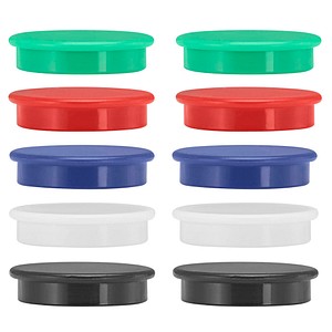 Magnete farbsortiert, Kunststoff Ø 2,4 x 0,63 cm, 10 St.