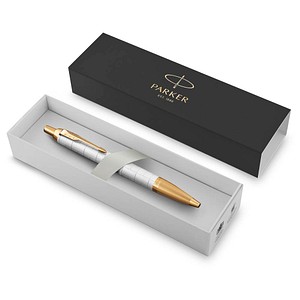 3026981436437 - IM Kugelschreiber | Perlfarbene Premium-Lackierung mit goldenen Zierteilen | Mittlere Schreibspitze mit blauer Nachfüllmine | Geschenkbox