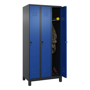 4068427429633 - Spind Classic Plus enzianblau schwarzgrau 080010-30 S10058 3 Schließfächer 900 x 500 x 1950 cm 4068427429633 C+P-Möbel 4068427429633 - Spind Classic Plus enzianblau schwarzgrau 080010-30 S10058 3 Schließfächer 900 x 500 x 1950 cm 4068427429633 C+P-Möbel