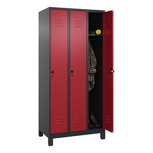 4068427429831 - Spind Classic Plus rubinrot schwarzgrau 080010-30 S10059 3 Schließfächer 900 x 500 x 1950 cm 4068427429831 C+P-Möbel 4068427429831 - Spind Classic Plus rubinrot schwarzgrau 080010-30 S10059 3 Schließfächer 900 x 500 x 1950 cm 4068427429831 C+P-Möbel
