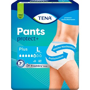 7322542285589 - TENA Inkontinenzhosen Pants protect+ Plus Größe L für Frauen und Männer 8 St