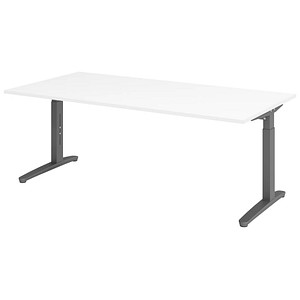 Hammerbacher Schreibtisch VXB, manuell höhenverstellbar, 85cm (H), 200x100cm (BxT), weiß / graphit 4032062171004 Hammerbacher 5 Stück