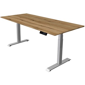 Kerkmann Move 1 stable elektrisch höhenverstellbarer Schreibtisch asteiche rechteckig, T-Fuß-Gestell silber 180,0 x 80,0 cm