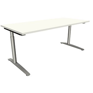 4260672330447 - fm Sidney höhenverstellbarer Schreibtisch weiß rechteckig C-Fuß-Gestell Rundrohr silber 1800 x 800 cm 4260672330447 - fm Sidney höhenverstellbarer Schreibtisch weiß rechteckig C-Fuß-Gestell Rundrohr silber 1800 x 800 cm