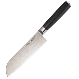 Santokumesser Damaszener Kochmesser Küchenmesser aus hochwertigem Damaststahl Klinge 18 cm schwarz