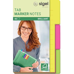 Sigel Haftmarker HN206, TAB MARKER NOTES, 98x148mm, gelb/orange/pink/grün/blau/violett, rechteckig 4004360825460 Sigel 126 Blatt