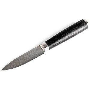 4260238060139 - Damastmesser Damaszener schwarz Klingenlänge 9cm Damaststahl Kochmesser Schälmesser ergonomischer Griff Pakkaholz hochwertiger Damaststahl
