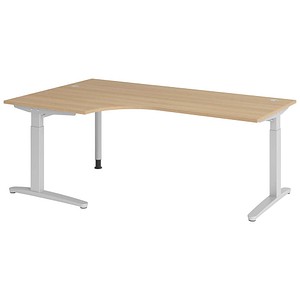 Hammerbacher Schreibtisch VXB, manuell höhenverstellbar, 85cm (H), 200x120cm (BxT), eiche / silber 4032062326350 Hammerbacher 6 Stück