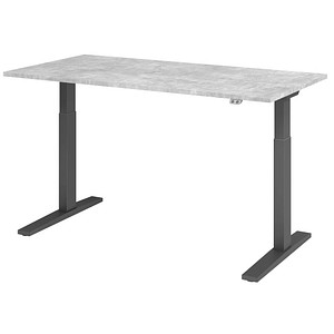 HAMMERBACHER XMKA16 elektrisch höhenverstellbarer Schreibtisch beton rechteckig, C-Fuß-Gestell grau 160,0 x 80,0 cm