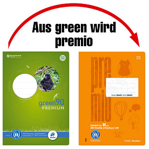 Staufen® Schulheft green Lineatur 2 liniert DIN A4 ohne Rand, 16 Blatt