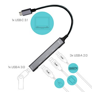 8595611704840 - USB-C Metal HUB 1x USB 30 + 3x USB 20 USB-Hub 8595611704840 - USB-C Metal HUB 1x USB 30 + 3x USB 20 USB-Hub
