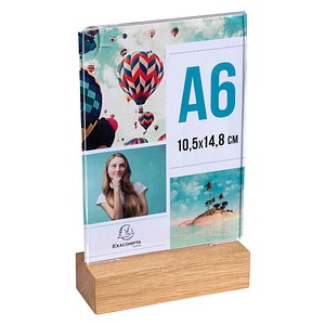 9002493109407 - Tischaufsteller mit Holzsockel A6 Hochformat kristall 9002493109407 Exacompta