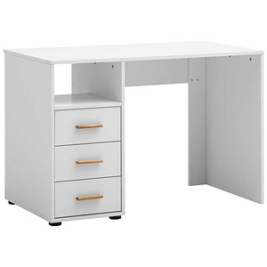 MÖBELPARTNER Torge Schreibtisch mattweiß rechteckig, Wangen-Gestell weiß 109,0 x 58,0 cm