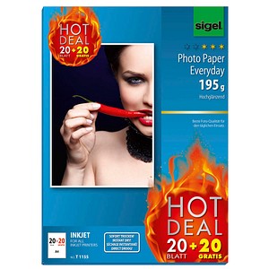 SIGEL Fotopapier DIN A4 hochglänzend 195 g/qm 40 Blatt