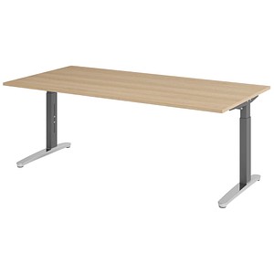 Hammerbacher Schreibtisch VXB, manuell höhenverstellbar, 85cm (H), 200x100cm (BxT), eiche / graphit 4032062170892 Hammerbacher 5 Stück
