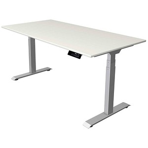 Kerkmann Move 1 stable elektrisch höhenverstellbarer Schreibtisch weiß rechteckig, T-Fuß-Gestell silber 160,0 x 80,0 cm