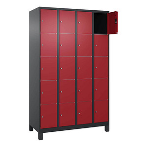 4068427434743 - Schließfachschrank Classic Plus rubinrot schwarzgrau 080010-405 S10034 20 Schließfächer 1200 x 500 x 1950 cm 4068427434743 