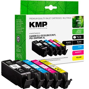 4011324001020 -  2x schwarz cyan magenta gelb Druckerpatronen kompatibel zu Canon PGI-550 XL PGBK CLI-551 XL BKCMY 5er-Set 4011324001020 KM 5 Stück
