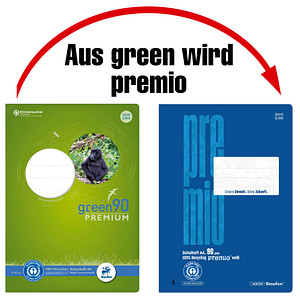 Staufen® Schulheft green Lineatur 25 liniert DIN A4 Außenrand, 16 Blatt