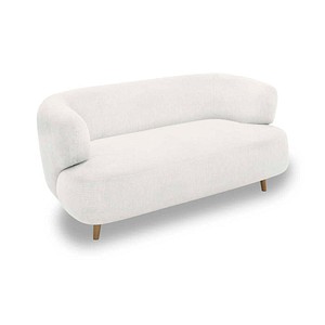 DOMO Collection 2-Sitzer Sofa weiß eiche natur Stoff 160,0 x 86,0 x 73,0 cm, 1 St.