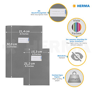 4008705202299 - 5 HERMA Heftumschläge farbsortiert Papier DIN A4 4008705202299 HERMA 5 Stück