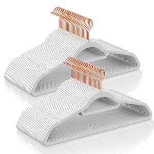 0194343107172 - Samt-Kleiderbügel Set mit 50 Kleiderbügeln rutschfest mit Stange und roségoldenem Haken platzsparend 06 cm dick 435 cm lang für 0194343107172 - Samt-Kleiderbügel Set mit 50 Kleiderbügeln rutschfest mit Stange und roségoldenem Haken platzsparend 06 cm dick 435 cm lang für