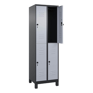 4068427573688 - Spind Classic Plus schwarzgrau weißaluminium 080310-20 S10146 4 Schließfächer 600 x 500 x 1950 cm 4068427573688 C+P-Möbel