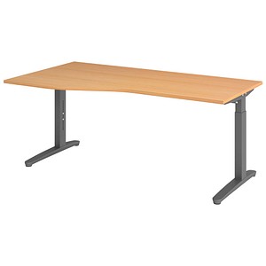 Hammerbacher Schreibtisch VXB, manuell höhenverstellbar, 85cm (H), 180x100cm (BxT), buche / graphit 4032062325872 Hammerbacher 4 Stück
