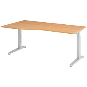 Hammerbacher Schreibtisch VXB, manuell höhenverstellbar, 85cm (H), 180x100cm (BxT), buche / silber 4032062325940 Hammerbacher 4 Stück