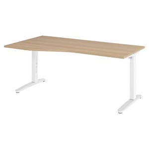 Hammerbacher Schreibtisch VXB, manuell höhenverstellbar, 85cm (H), 180x100cm (BxT), eiche / weiß 4032062326039 Hammerbacher 4 Stück