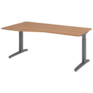 Hammerbacher Schreibtisch VXB, manuell höhenverstellbar, 85cm (H), 180x100cm (BxT), nussbaum / graphit 4032062325896 Hammerbacher 4 Stück