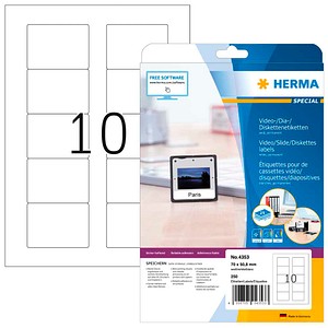 4008705043533 - HERMA SPECIAL A4 CD DVD Etiketten 4353 haftend DIN A4 Weiß 70 x 508 mm 25 Blatt à 10 Etiketten