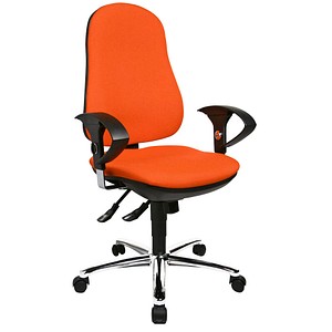 Topstar Bürostuhl Support ®Syncro Deluxe, 8559U G04 Stoff orange, Gestell chrom