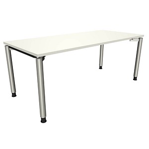 4260672335473 - fm fastline höhenverstellbarer Schreibtisch weiß rechteckig 4-Fuß-Gestell silber 1800 x 800 cm