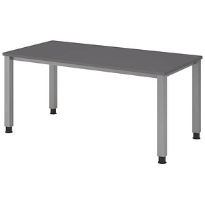 HAMMERBACHER QS16 höhenverstellbarer Schreibtisch grafit rechteckig, 4-Fuß-Gestell silber 160,0 x 80,0 cm