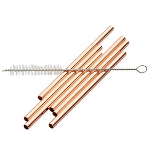 4260238064014 - Trinkhalme Small Küchenhelfer-Sets rosegold (altkupferfarben) Weitere Tischaccessoires aus Edelstahl inkl Reinigungsbürste (Trinkhalm 12cmBürste 13 cm)
