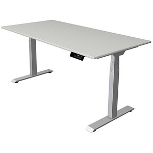 Kerkmann Move 1 stable elektrisch höhenverstellbarer Schreibtisch lichtgrau rechteckig, T-Fuß-Gestell silber 160,0 x 80,0 cm