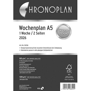 4004182088401 - Kalendereinlage 50236 Kalendarium 2 Seiten   1 Woche 148x21cm (BxH) (A5) 2026 4004182088401 Chronoplan