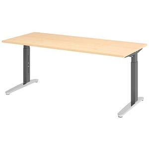 Hammerbacher Schreibtisch VXB, manuell höhenverstellbar, 85cm (H), 180x80cm (BxT), ahorn / graphit 4032062172544 Hammerbacher 3 Stück