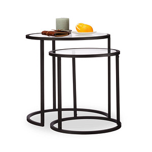 4052025245733 - Beistelltische 2er Set Satztisch Sofatisch mit Glasplatte untereinander passend hbt 505x50x50cm schwarz - Relaxdays 4052025245733 - Beistelltische 2er Set Satztisch Sofatisch mit Glasplatte untereinander passend hbt 505x50x50cm schwarz - Relaxdays