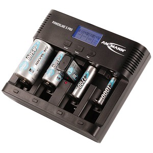 4013674023653 - ANSMANN Powerline 5 Pro - Batterieladegerät - (für 4xAA AAA C D 1x9V) + AC-Netzteil + Kfz-Netzteil - 1800 mA (USB) - Schwarz