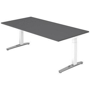 Hammerbacher Schreibtisch VXB, manuell höhenverstellbar, 85cm (H), 200x100cm (BxT), graphit / weiß 4032062324257 Hammerbacher 5 Stück